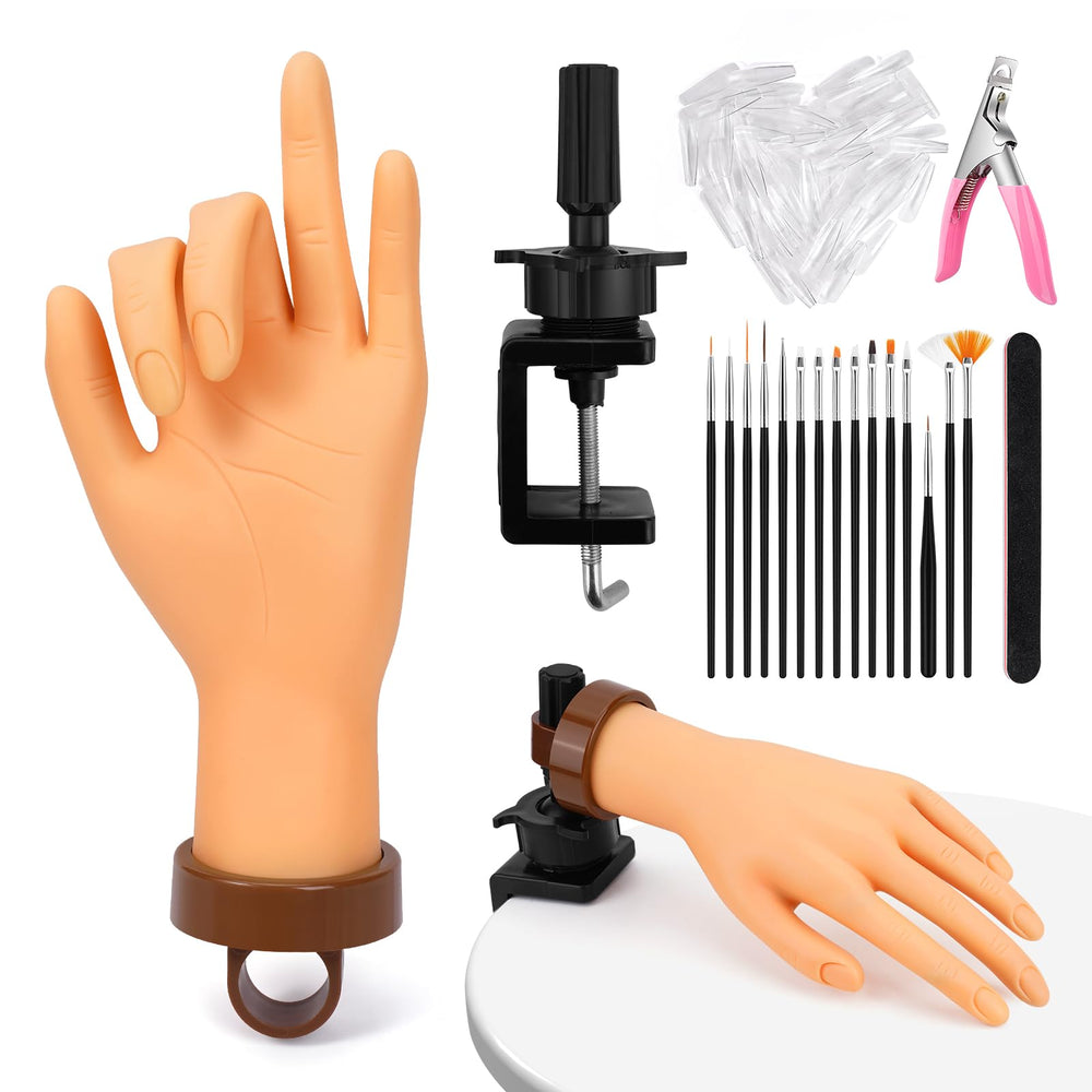 Yokilly mano práctica para uñas acrílicas, realismo y comodidad al practicar.