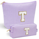 YOOLIFE Preppy Stuff estuche maquillaje frente chenille, ideal para organización diaria