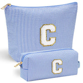 Bolsa YOOLIFE con inicial azul personalizada para cosméticos diarios.