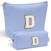YOOLIFE bolso de maquillaje con inicial chenille en la frente, regalo personalizado elegante