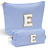 Bolso de maquillaje inicial YOOLIFE, frente con letra chenille para un toque personalizado.