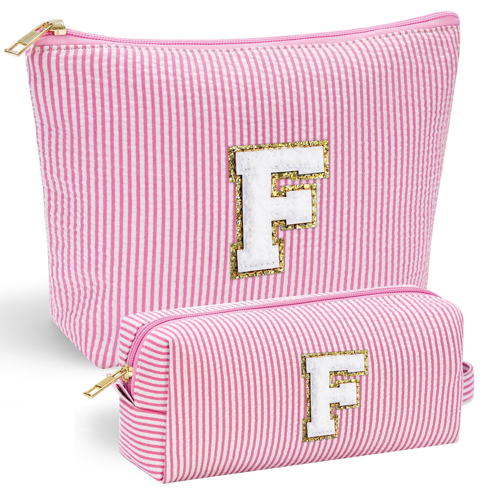 YOOLIFE neceser maquillaje inicial chenille frente, ideal para personalizar y organizar cosméticos