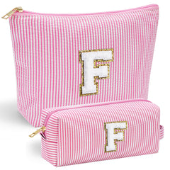 YOOLIFE neceser maquillaje inicial chenille frente, ideal para personalizar y organizar cosméticos