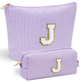 YOOLIFE Preppy bolsa de maquillaje monograma; ideal para regalos personalizados y organización diaria.