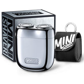 Afeitadora Yoose Alloy Mini portátil en carcasa metálica para viaje y uso diario.