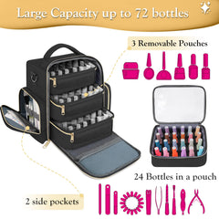 YOREPEK muestra tres bolsos removibles para organizar esmaltes y accesorios.