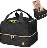 YOREPEK cosmetiquera de maquillaje con dos capas, ideal para organización al viajar