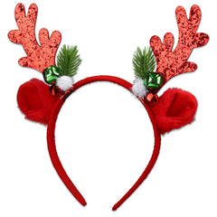 YOUDICT diadema navidad cuernos brillo rojo, ideal para fiestas y sesiones de fotos.