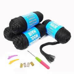 Youngther hilo acrílico brasileño negro natural, ideal para trenzados duraderos.