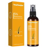 Frasco de YOUNGYOUNGLOVE Minoxidil 5% con biotina para uso diario.