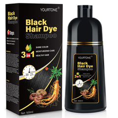 YOURTONE tinte negro para cabello en champú, botella de 500 ml, coloración rápida en casa.
