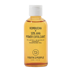Youth To The People Kombucha + 10% AHA Toner, botella elegante para uso nocturno que suaviza la textura.