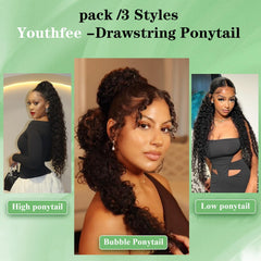 Youthfee front clip attachment secures versatile ponytail styling
