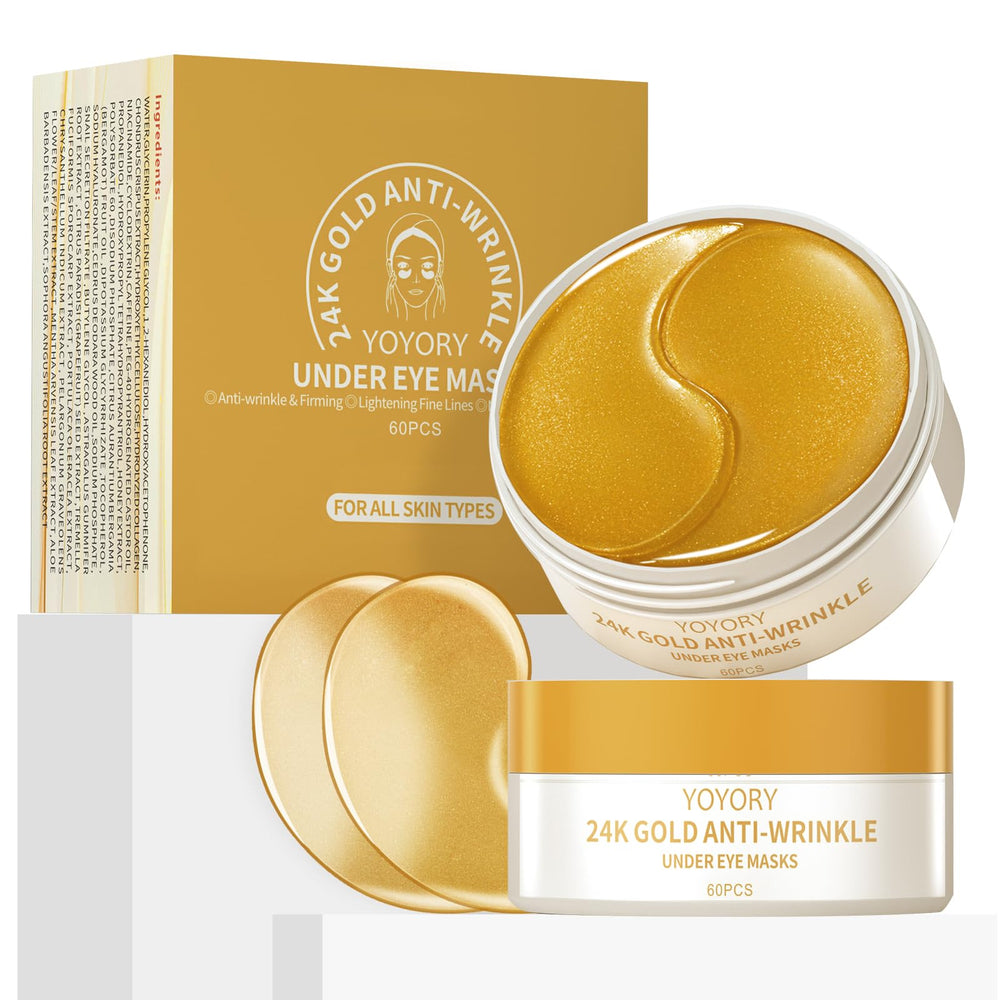 Parche YOYORY de ojos con oro 24K en uso para hidratación suave.
