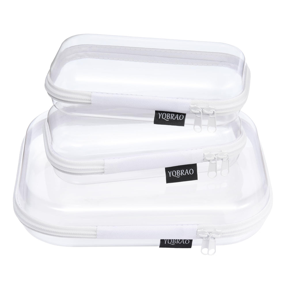 YQBRAO caja dura transparente con cremallera para cosméticos, acceso rápido y orden visual.