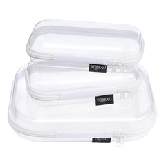 YQBRAO caja dura transparente con cremallera para cosméticos, acceso rápido y orden visual.