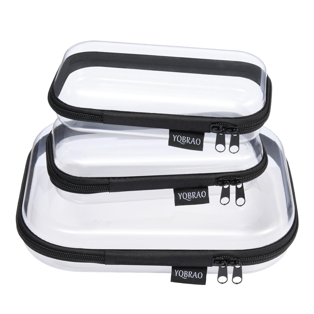 Estuche rígido YQBRAO transparente con cremallera para organización de viaje y cosméticos