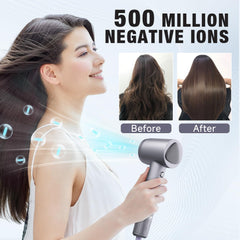 YSATERY secador iónico con 500 millones de iones negativos para cabello suave.