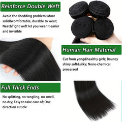 Ysivonu mechas de cabello liso de 20 pulgadas para mayor densidad y estilo