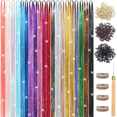 YUBTY kit tinsel para cabello con 20 colores para brillos personalizables.