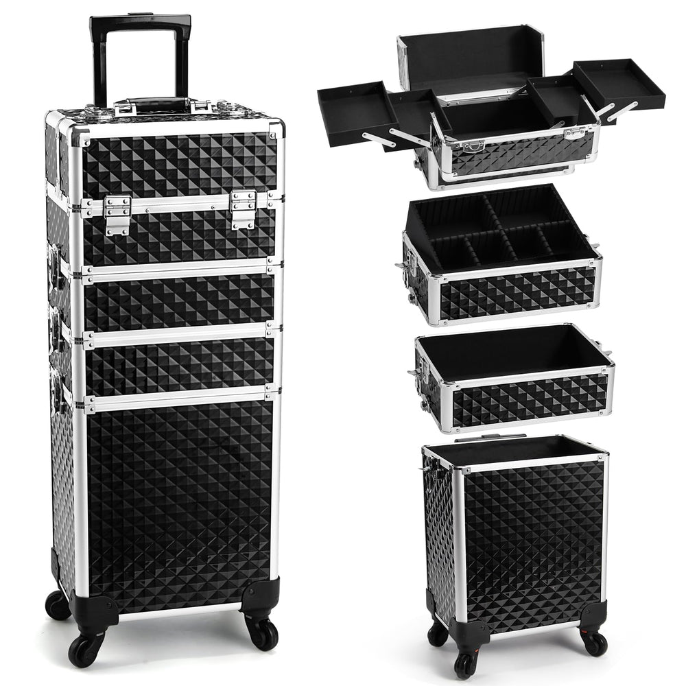 Yueieoun 4-en-1 carrito de maquillaje, vista frontal para organización móvil.