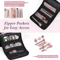 Yueieoun trousse maquillage avec sangle détachable et passe-bagage