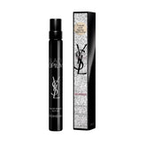 YSL Black Opium Glitter bottle closeup showing festive glitter finish.