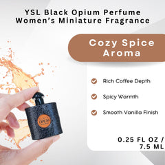 YSL Black Opium mini frasco, detalle, lujo en tamaño bolsillo.
