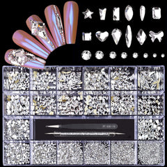 Yzzseven diamantes blancos de 600 unidades para uñas y manualidades.