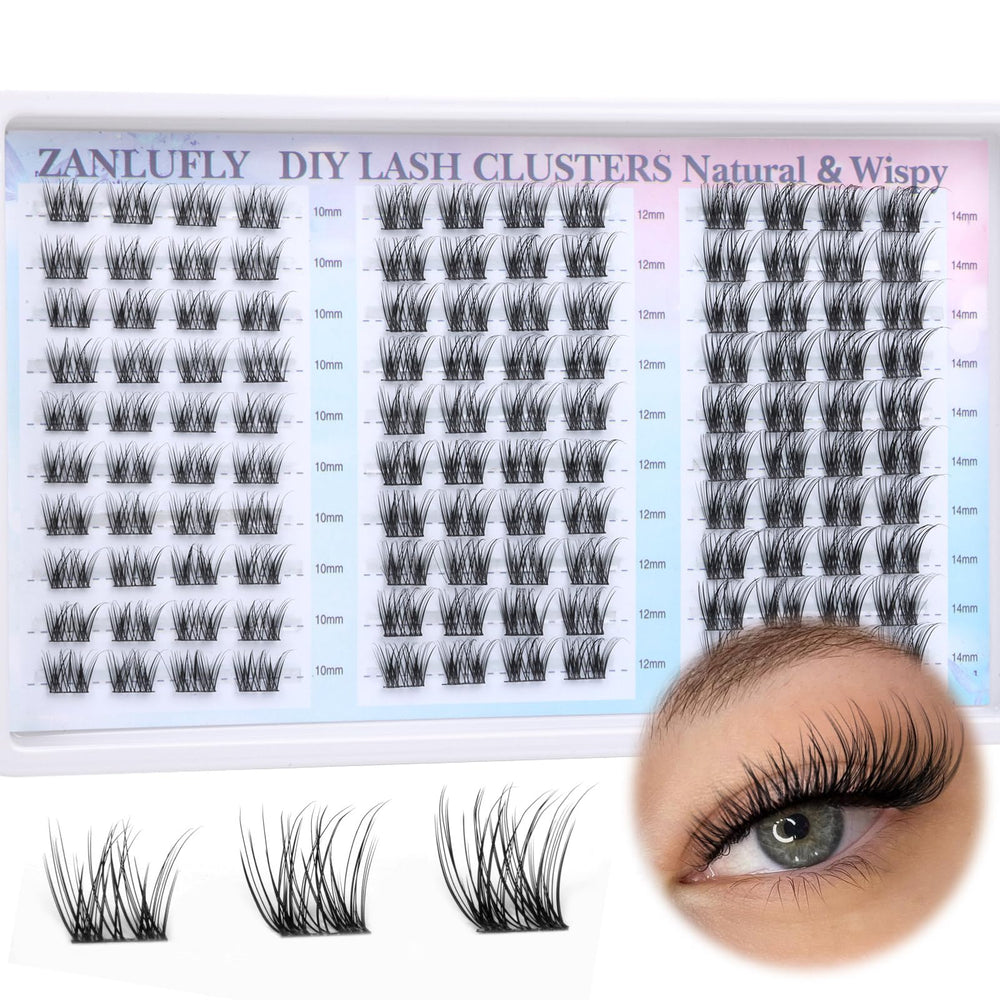 zanlufly-pestañas-cluster-naturales-d-curly-10-12-14mm: aspecto natural y cómodo todo el día
