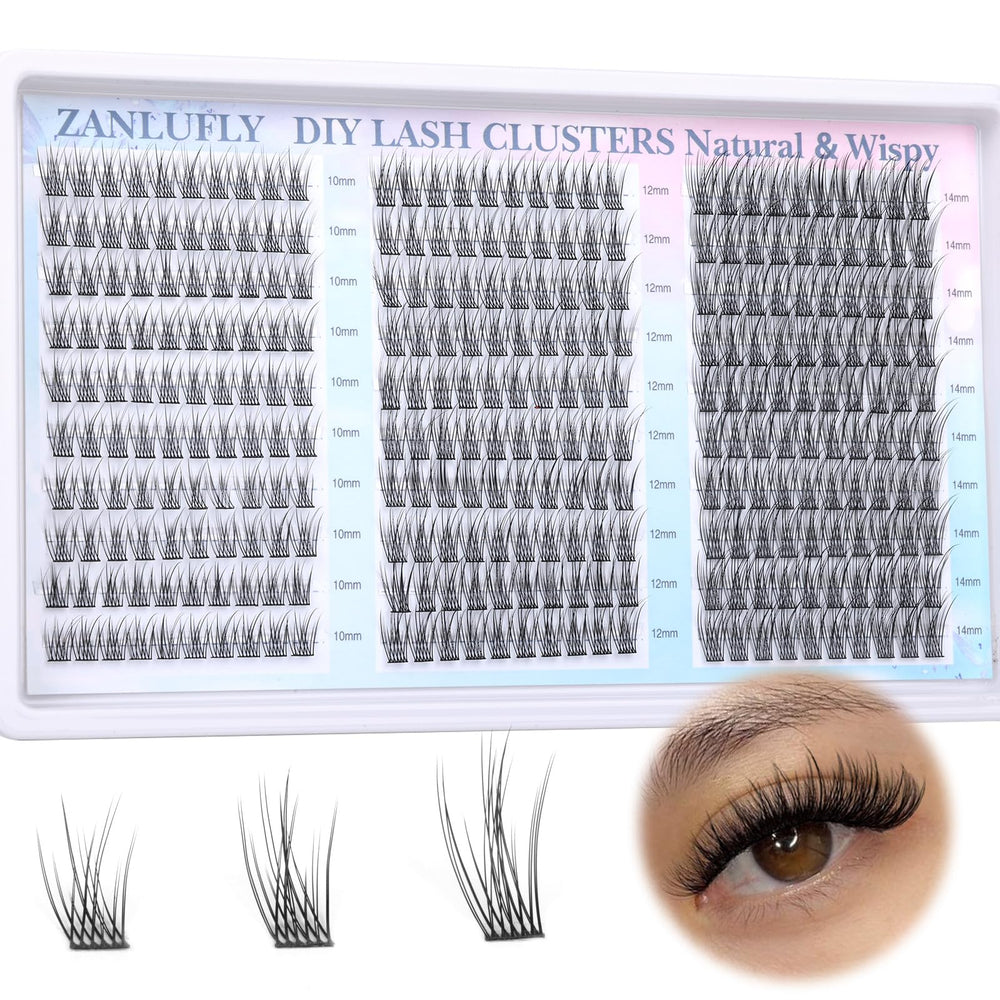 Pestañas zanlufly en racimos C-Curly con efecto natural y ligero.