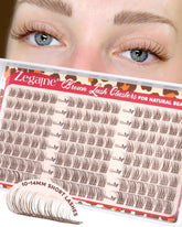 Pestañas Zegaine conjutos naturales marrones con banda transparente para look diario suave.