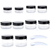ZEJIA contenedores mini de viaje con tapa negra para muestras de maquillaje.