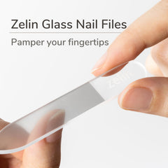 Lima de uñas de vidrio Zelin redonda, acabado uniforme para uñas naturales