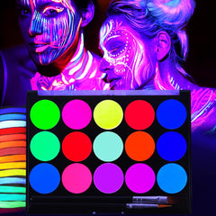 Zengdabomy Glow UV, pintura facial neon-UV para looks vibrantes bajo luz negra.