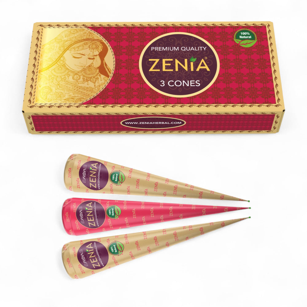 Zenia Henna conos oscuros cobrizos para color natural del cabello