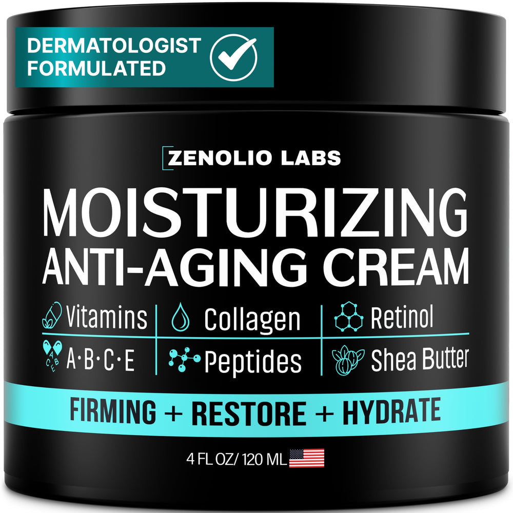 Zenolio Labs crema facial para hombres, botella elegante, hidratación duradera para piel suave.
