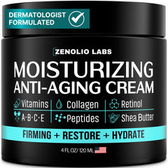 Zenolio Labs crema facial para hombres, botella elegante, hidratación duradera para piel suave.