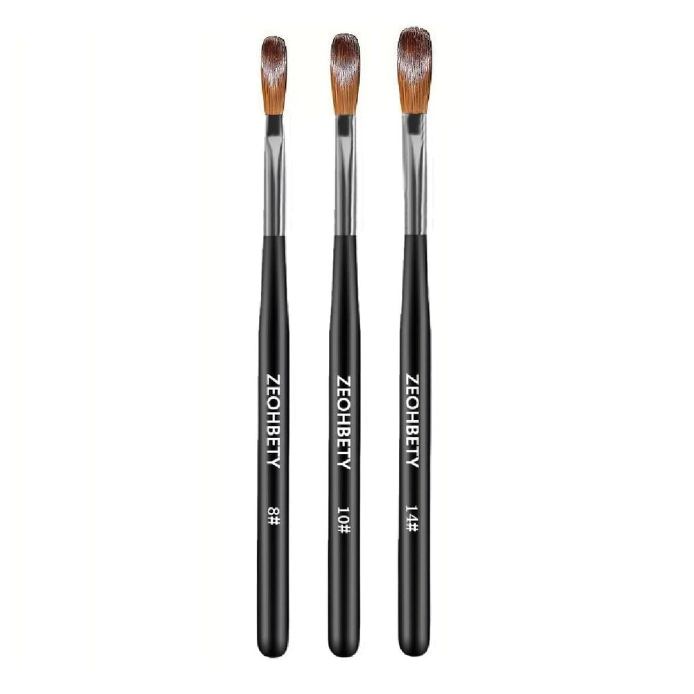 Pinceles acrílicos ZEOHBETY set de 3 piezas para aplicación precisa.