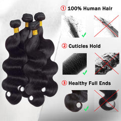 ZGGTL cabello ondulado cuerpo 24 pulgadas, acabado natural de alto impacto