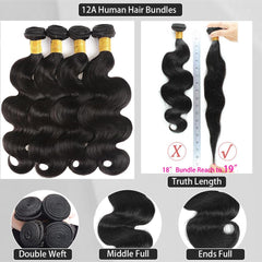 ZGWG 12A cabello-onda-corporal: longitud 20-22, negro natural, ideal para peinados suaves