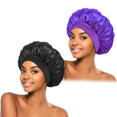 Bonete de seda para dormir ZHENSILK en negro morado, protege el cabello durante la noche.