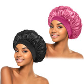 ZHENSILK bonete de seda para dormir, negro-rosa, protege el cabello durante la noche.