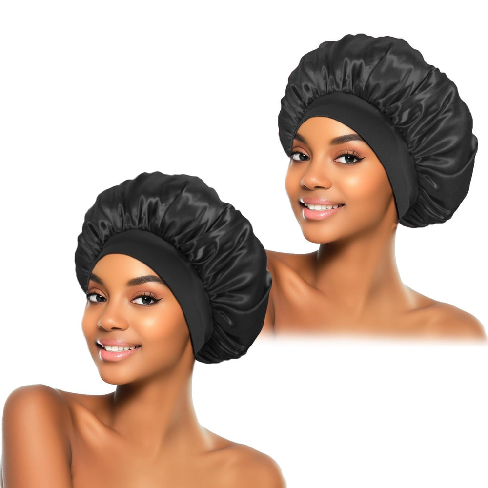 ZHENSILK bonete de seda para dormir negro, suave protección nocturna para el cabello.