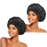ZHENSILK bonete de seda para dormir negro, suave protección nocturna para el cabello.