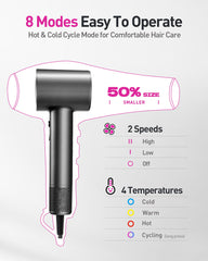Zibtes secador pelo control de temperatura NFT: evita sobrecalentamiento y protege el cabello.