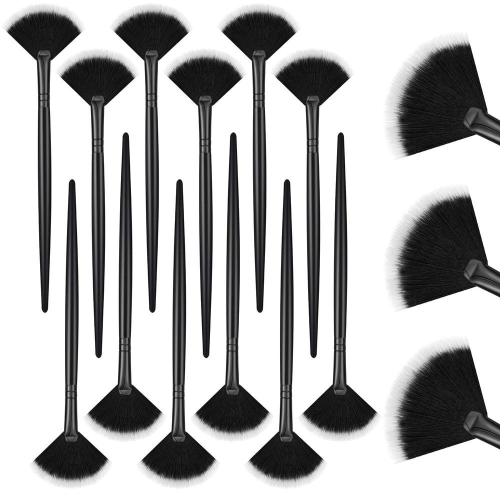 Conjunto Ziliny de 12 pinceles abanico faciales para múltiples tareas de belleza.