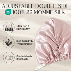 Cierre ajustable de bonete ZIMASILK en seda, ajuste seguro.