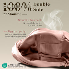 Gorro ZIMASILK de seda 22 Momme, dos caras brillantes para una noche cómoda.