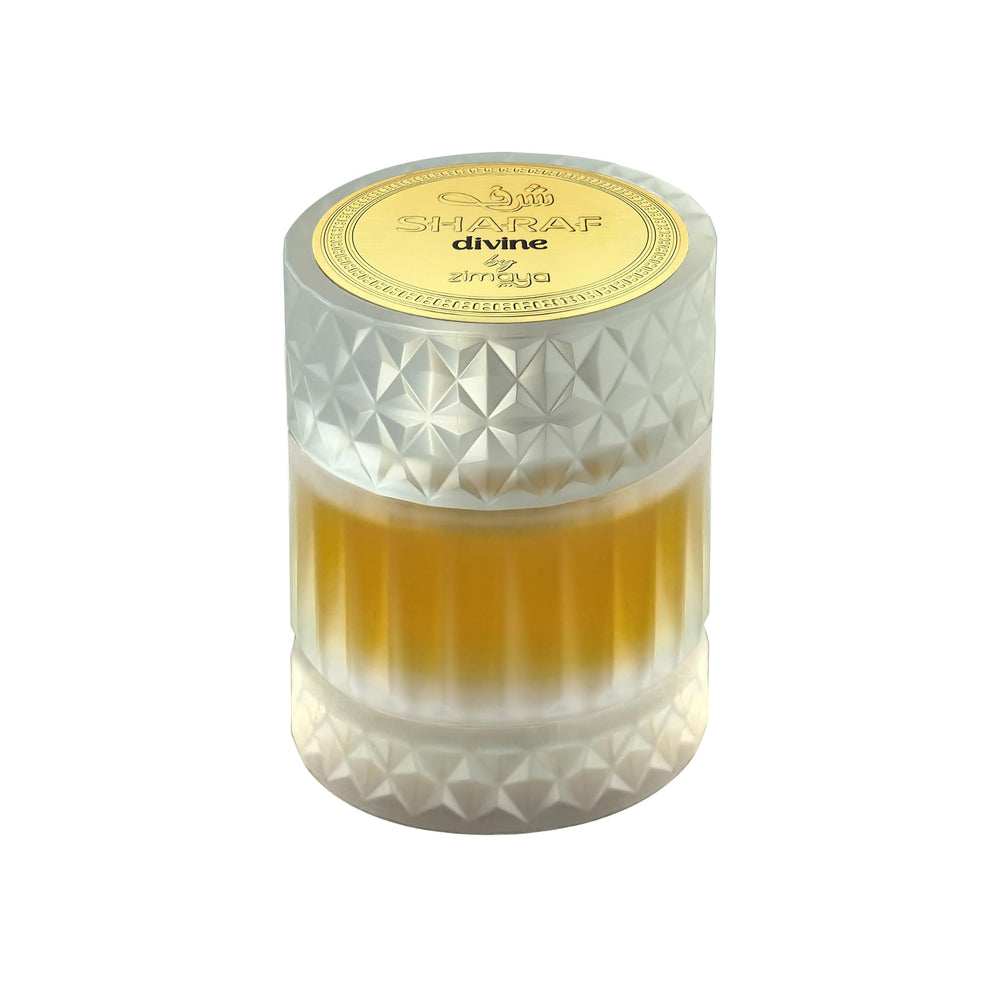 Zimaya Sharaf Divine unisex parfum bottle for elegant evenings.